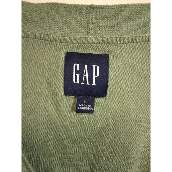 Gap Linen Cardigan Sweater Business Casual Button Up Green Size Large - Picture 6 of 6